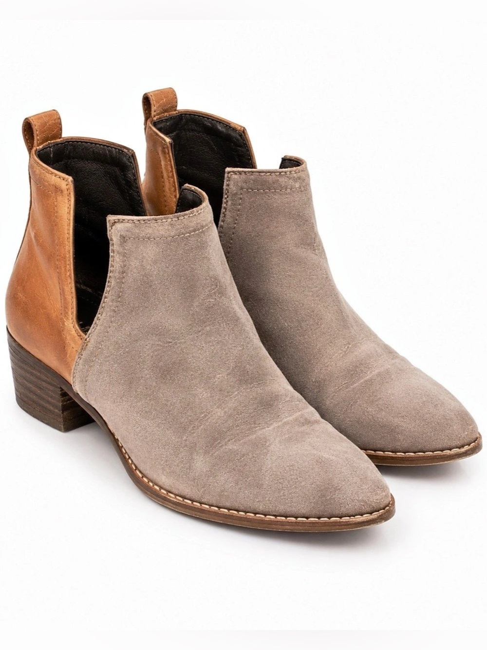 Diba True Two-Tone Suede Leather Ankle Booties Size 7.5